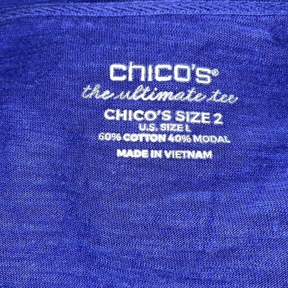 Chico's Ultimate Tee Purple Long Sleeve Scoop Neck Cotton Top Women's Size Large - Picture 5 of 5